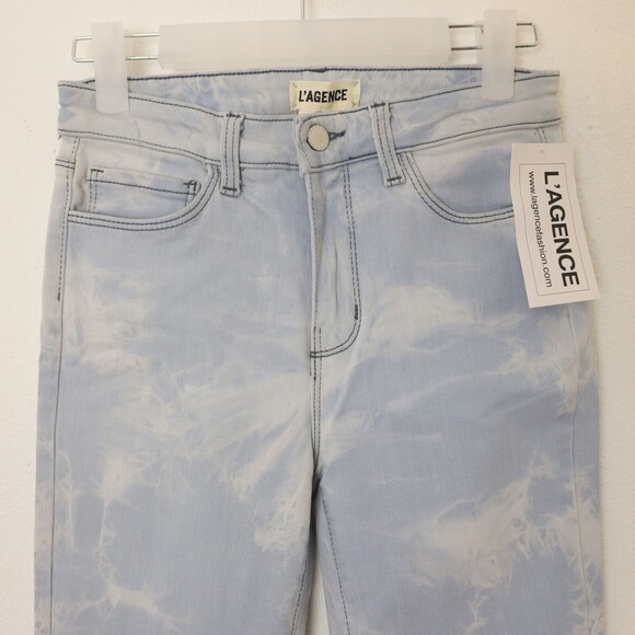 L'agence Margot Tie Dye High Rise Skinny 25 Light Wash Abyss Blue Jeans NWT B95 - Picture 5 of 6